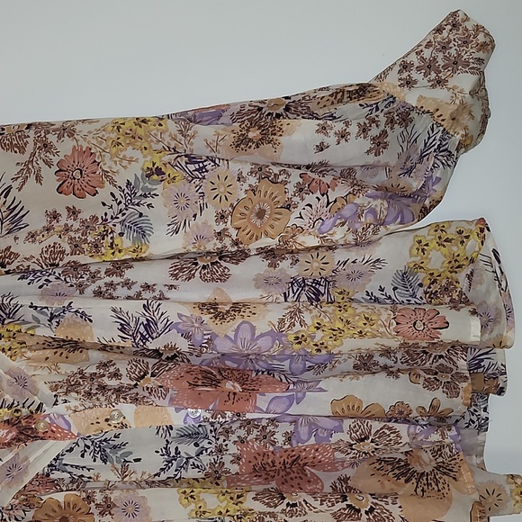 Anthropologie Karlie Floral  Puff Sleeve BOHO Pleat Top Pastel Size Small - Picture 7 of 16